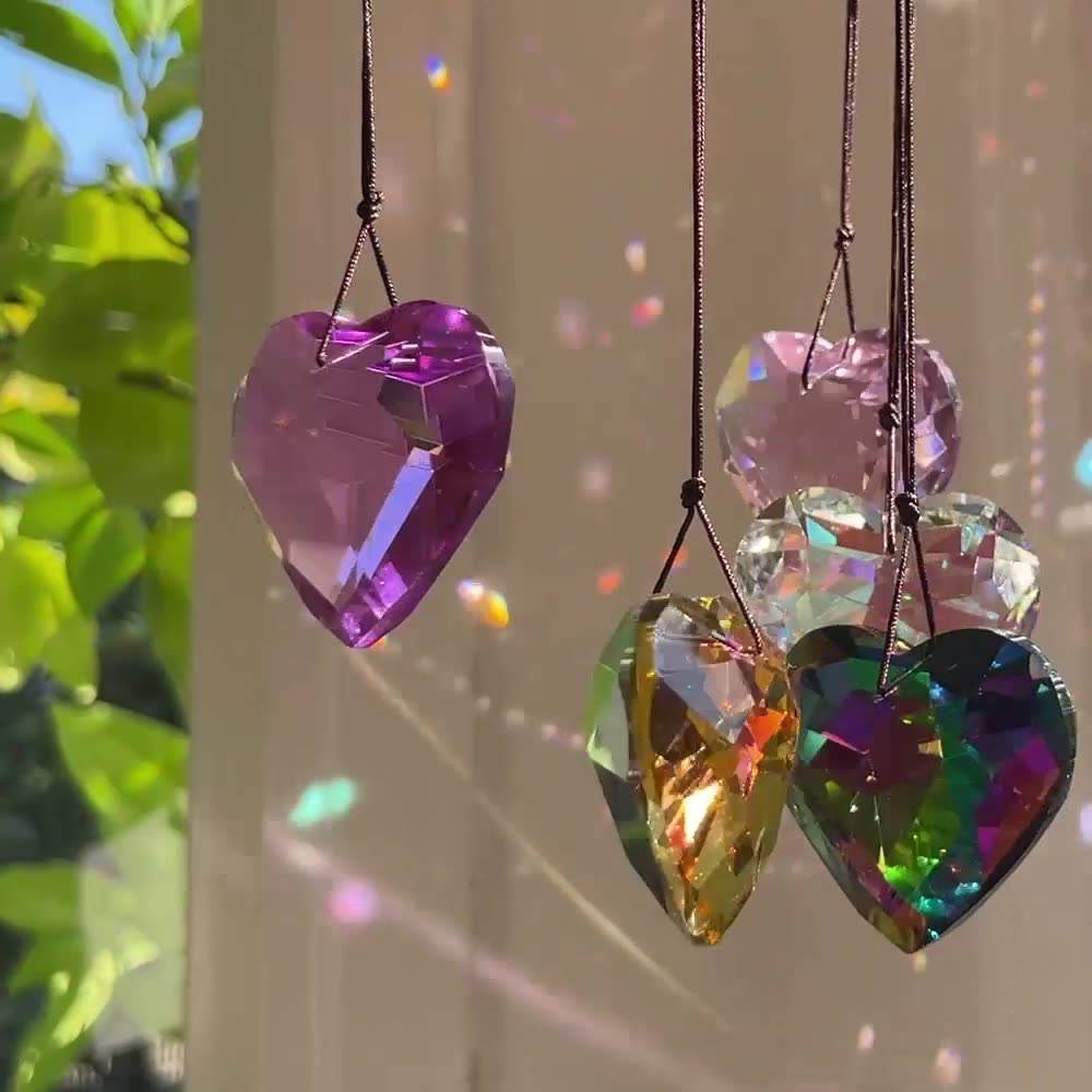 Handmade Crystal Heart Suncatcher - MystiCrystals