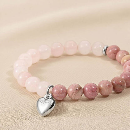 Love Heart Natural Stone Stretch Bracelet - MystiCrystals