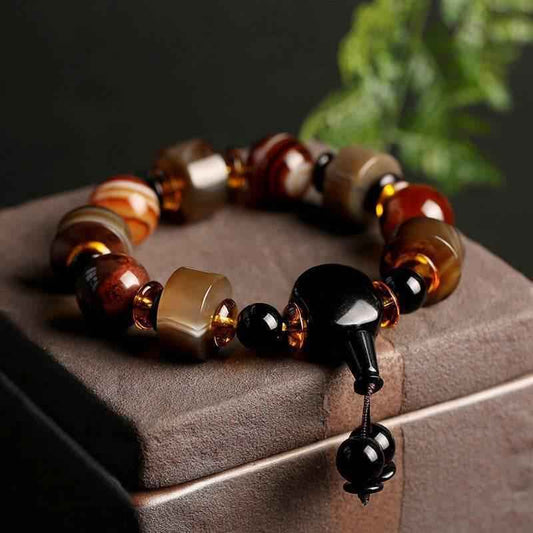 Natural Striped Agate Bracelet for Men