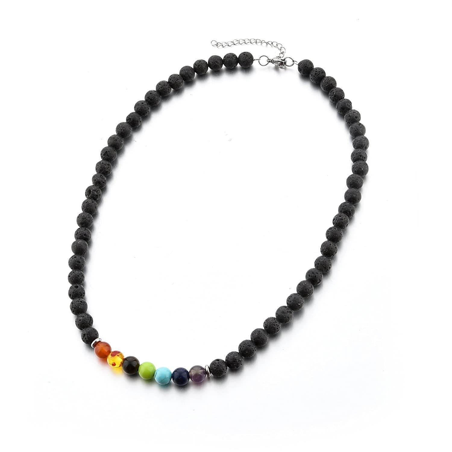 Natural Lava Stone & Turquoise Necklace - MystiCrystals
