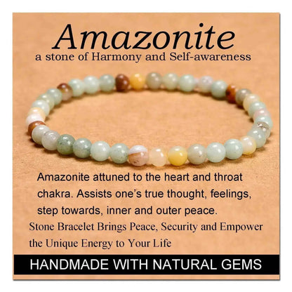 4mm Natural Stone Beaded Stretch Bracelet