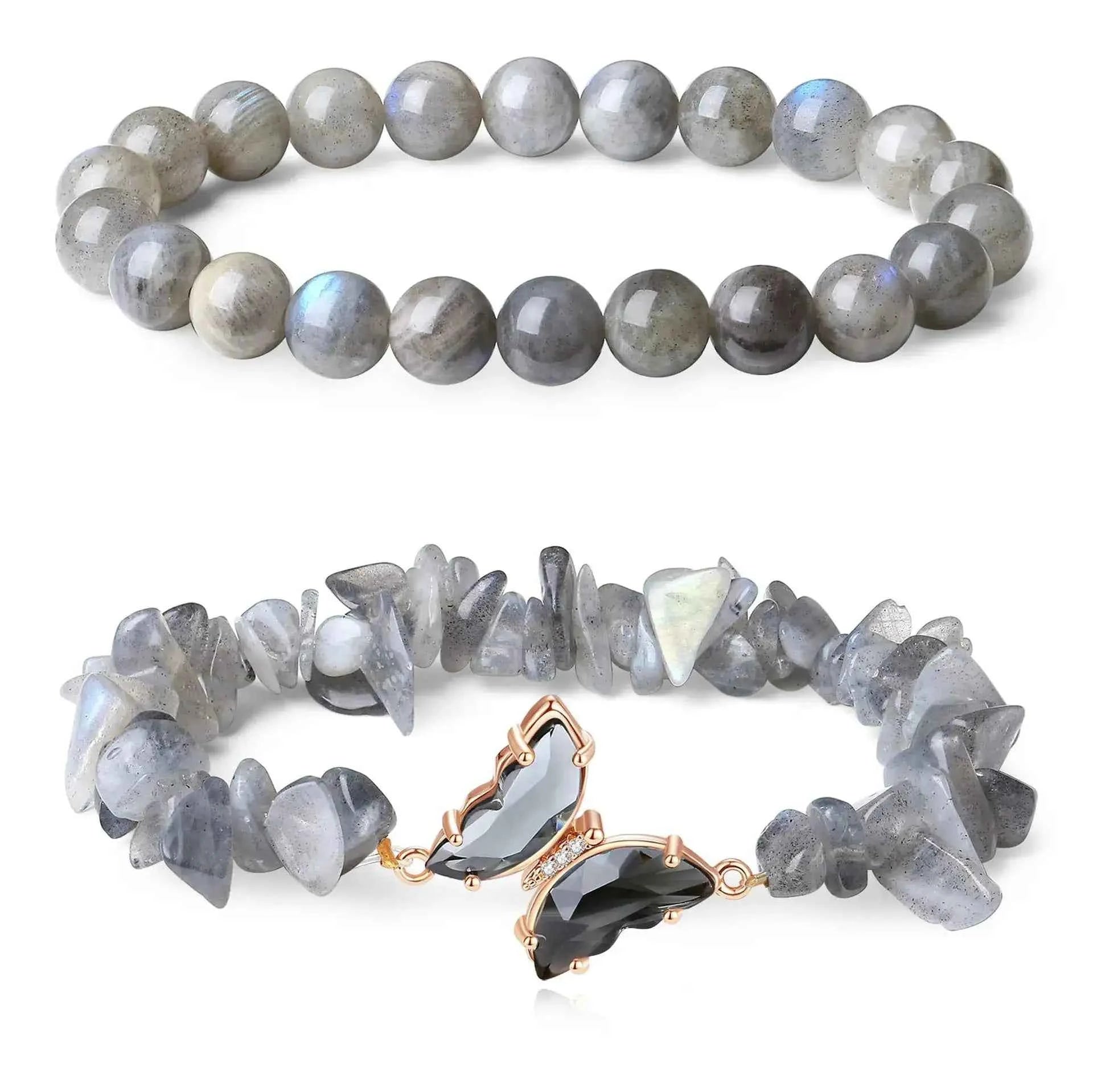 Amethyst, Rose Quartz & Amazonite Bracelet with Butterfly Pendant