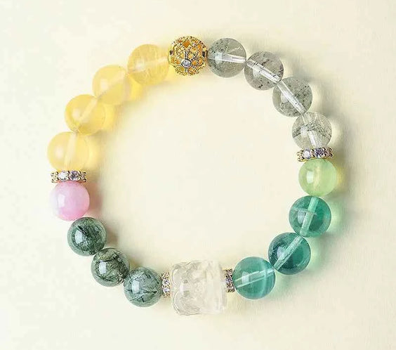 Multi-Gem Nine-Tailed Fox Bracelet for Focus, Harmony & Vitality