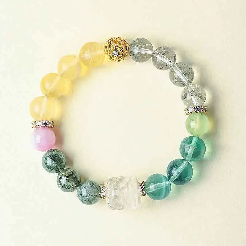 Multi-Gem Nine-Tailed Fox Bracelet for Focus, Harmony & Vitality