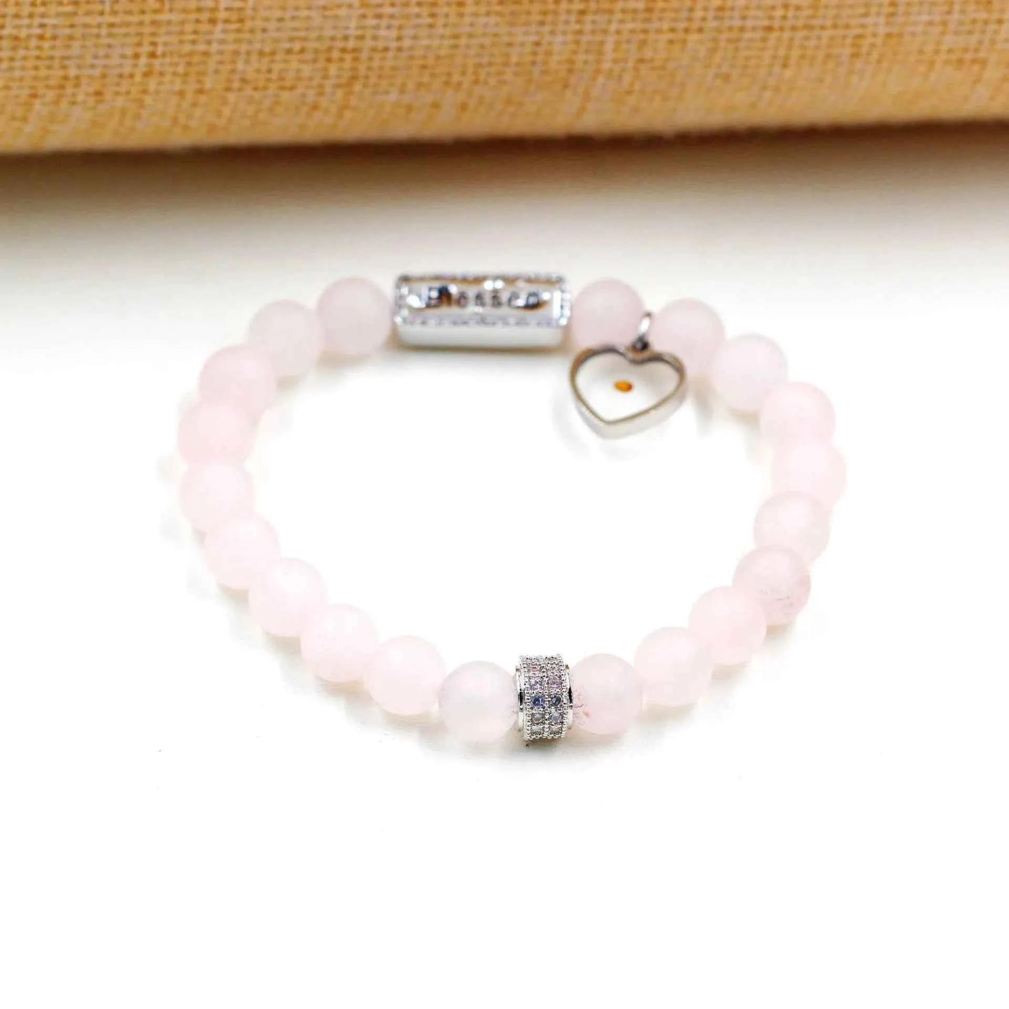 Red Agate & Opal Beaded Bracelet with “Blssed” Letter