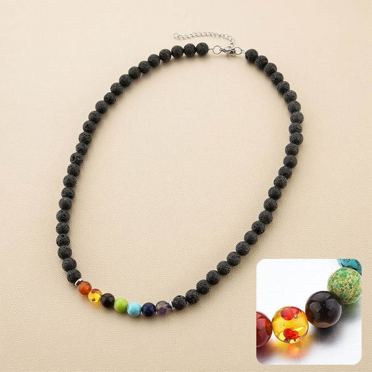 Natural Lava Stone & Turquoise Necklace - MystiCrystals