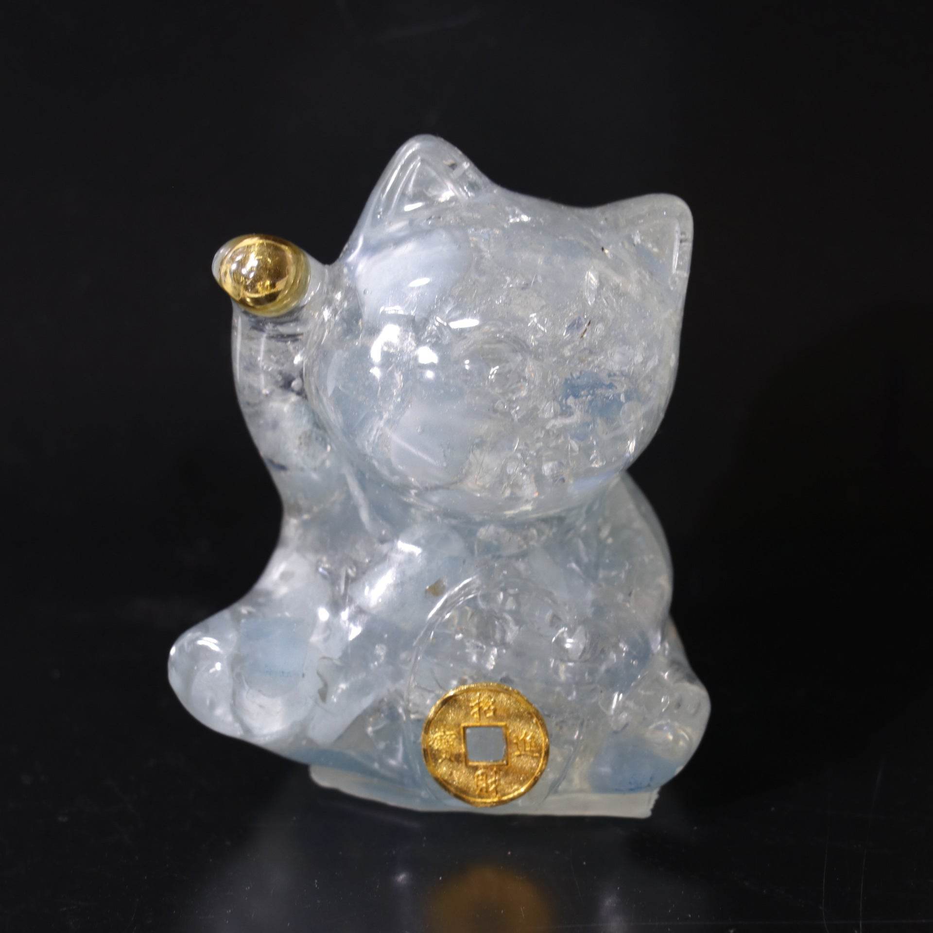 Handcrafted Lucky Cat Crystal Ornament - MystiCrystals