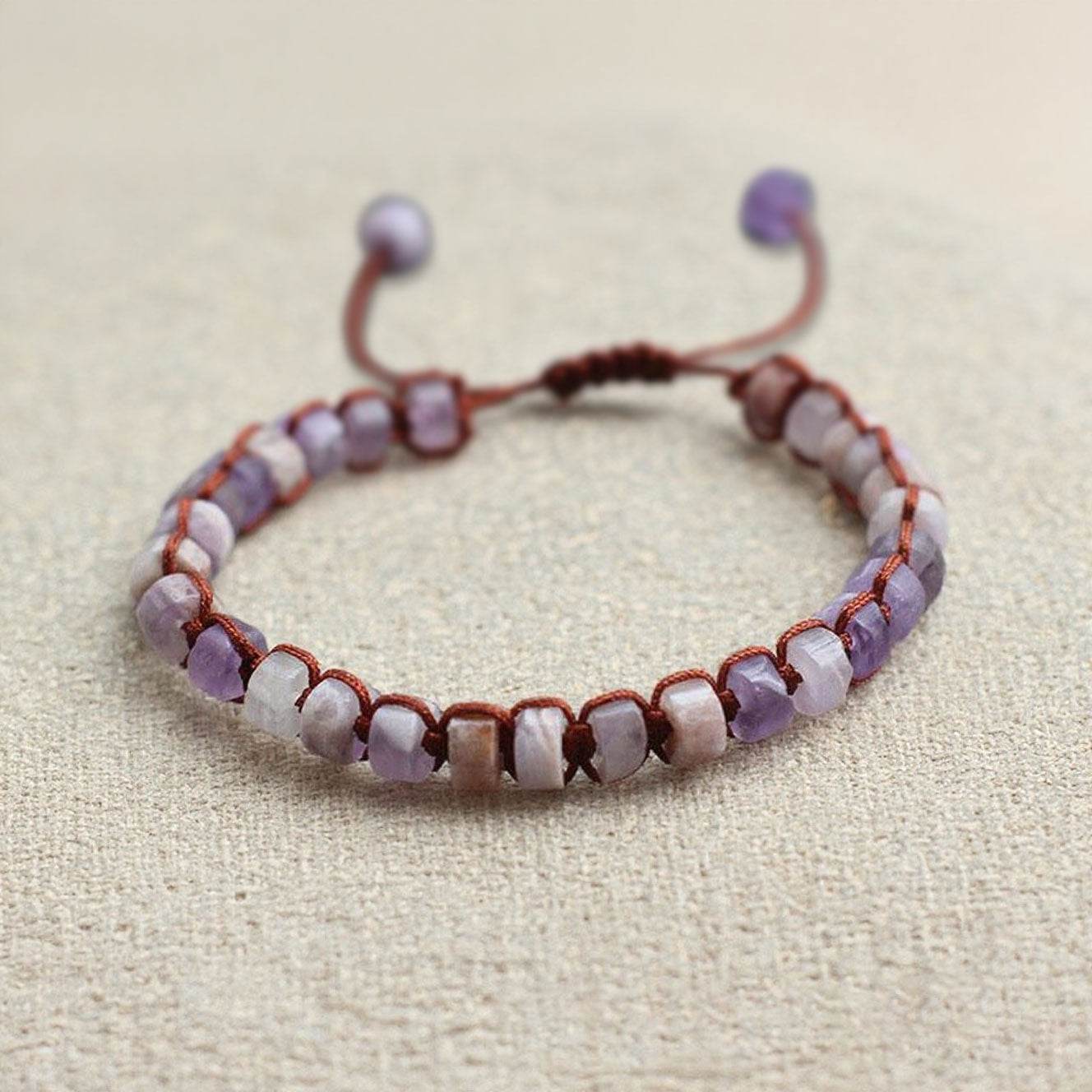 Handcrafted Amethyst Wheel Bead Bracelet - MystiCrystals
