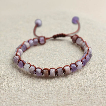 Handcrafted Amethyst Wheel Bead Bracelet - MystiCrystals