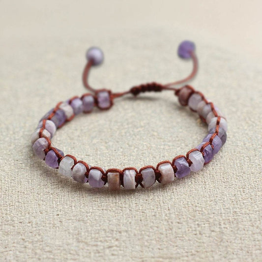 Handcrafted Amethyst Wheel Bead Bracelet - MystiCrystals