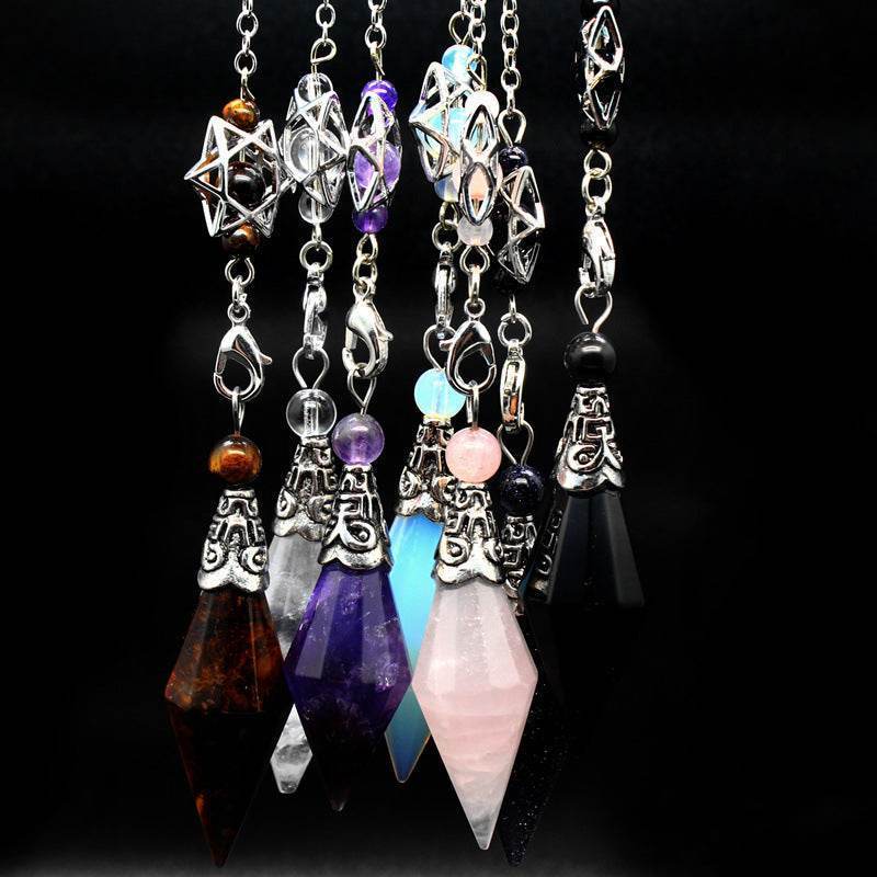 Natural Stone Double-Point Pendulum Ornament - MystiCrystals