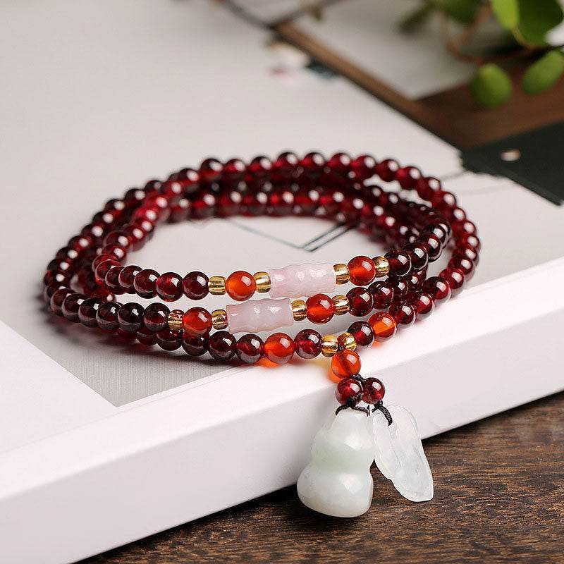 5mm Garnet & Chalcedony Bead Bracelet - MystiCrystals