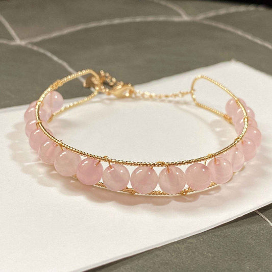 Handmade Rose & Purple Crystal Bracelet