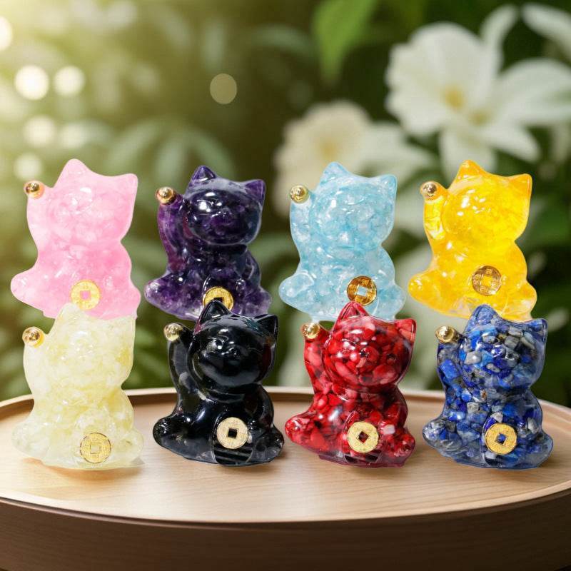 Handcrafted Lucky Cat Crystal Ornament - MystiCrystals