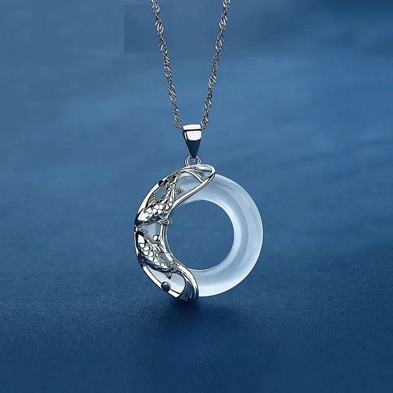 Lucky Koi Cat’s Eye Silver Pendant - MystiCrystals