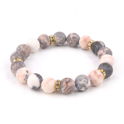 跨境饰品速卖通10mm粉斑磨砂石串珠手链 bracelet厂家 - MystiCrystals