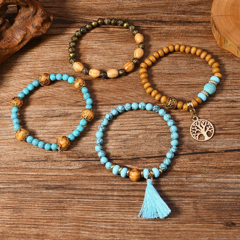 Bohemian Multi-Layer Wood Bead Bracelet - MystiCrystals