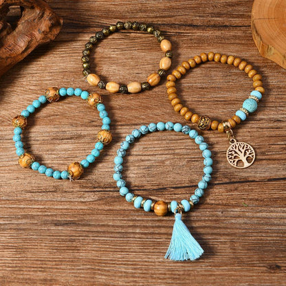 Bohemian Multi-Layer Wood Bead Bracelet - MystiCrystals