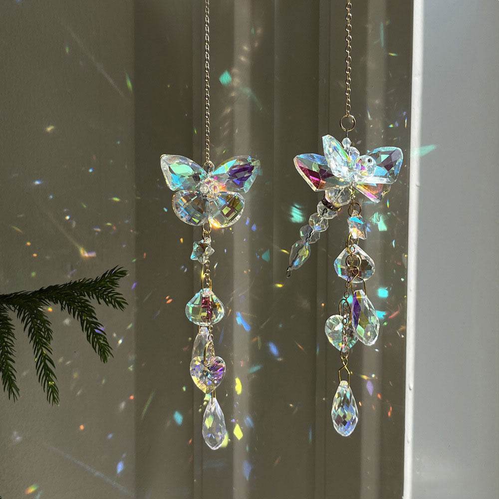 Handwoven Butterfly & Dragonfly Crystal Wind Chime - MystiCrystals