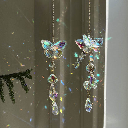 Handwoven Butterfly & Dragonfly Crystal Wind Chime - MystiCrystals