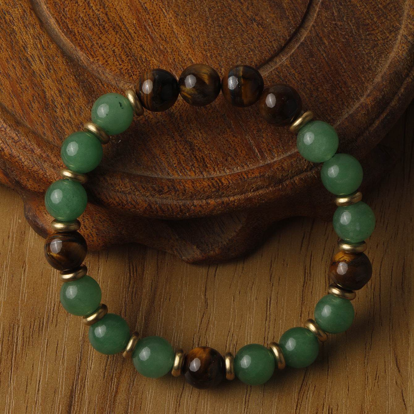 Handcrafted Green Aventurine & Tiger Eye Bracelet - MystiCrystals