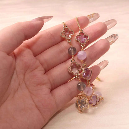 Amethyst & Strawberry Quartz Four-Leaf Clover Bracelet