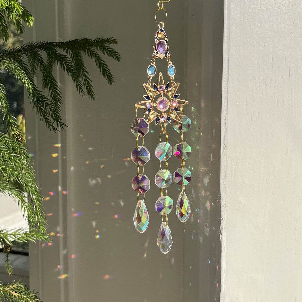 Rainbow Crystal Hanging Wind Chime Ornament - MystiCrystals
