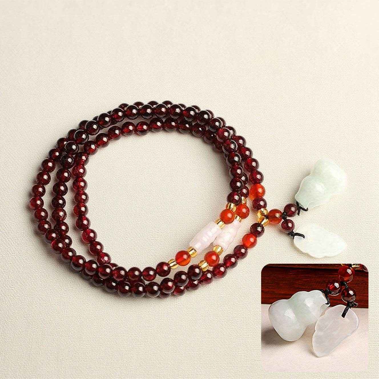 5mm Garnet & Chalcedony Bead Bracelet