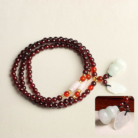 5mm Garnet & Chalcedony Bead Bracelet - MystiCrystals