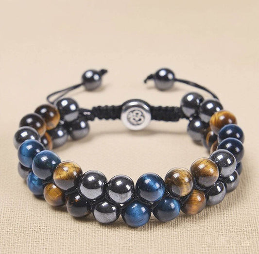 Blue Tiger Eye Hematite Bracelet - MystiCrystals