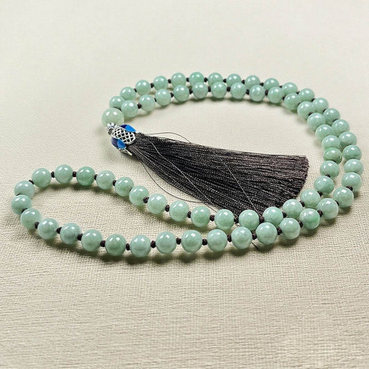 8mm Natural Jade Round Bead Loop Bracelet - MystiCrystals