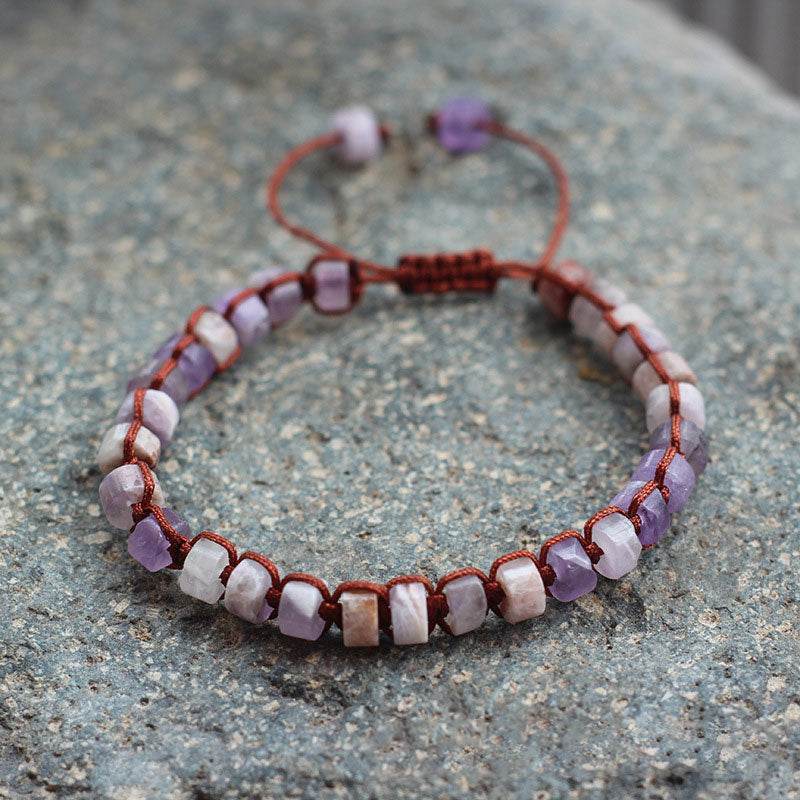 Handcrafted Amethyst Wheel Bead Bracelet - MystiCrystals