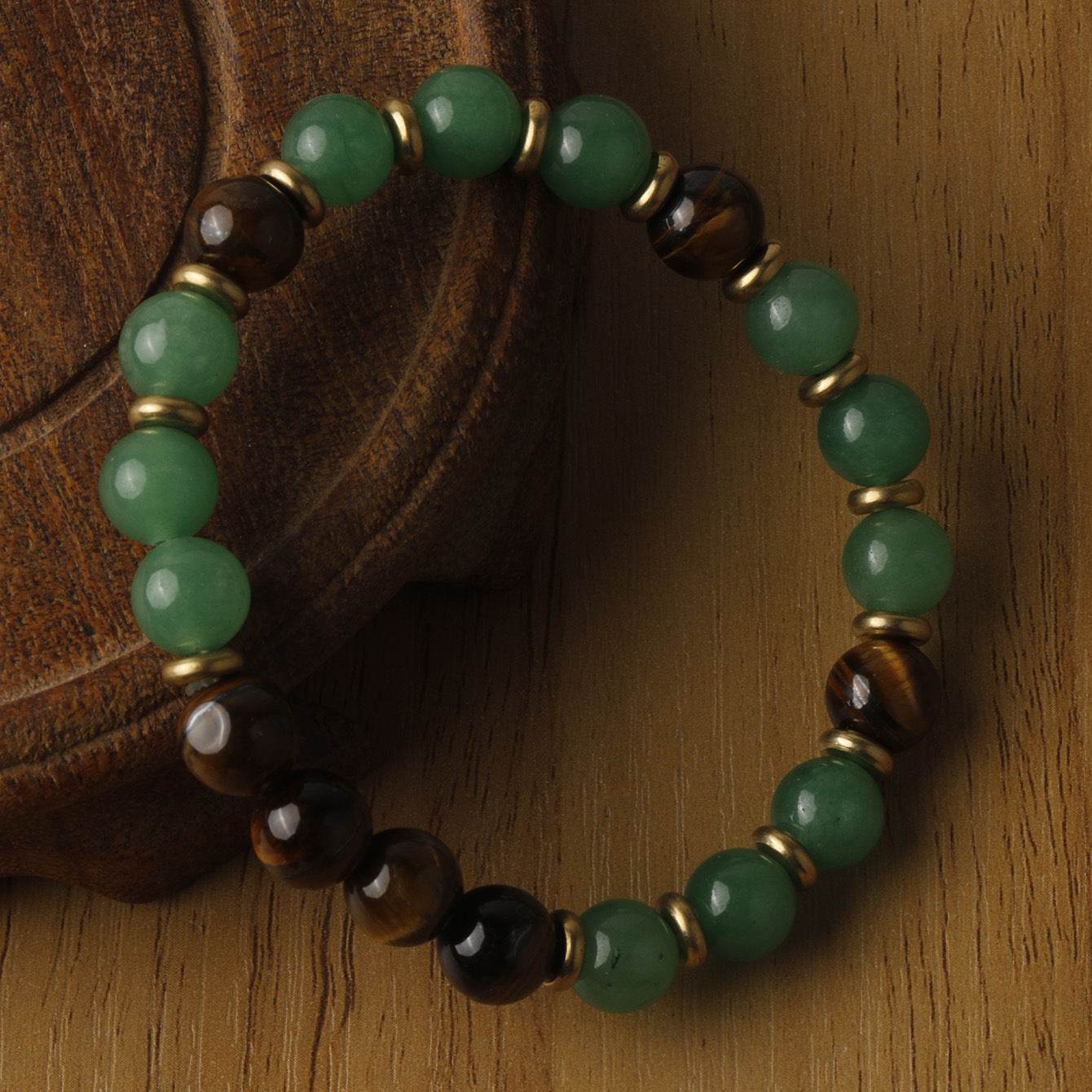 Handcrafted Green Aventurine & Tiger Eye Bracelet - MystiCrystals
