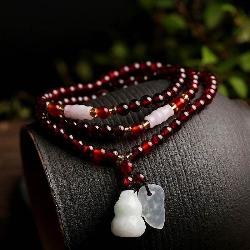 5mm Garnet & Chalcedony Bead Bracelet - MystiCrystals