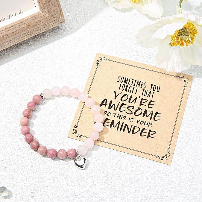 Love Heart Natural Stone Stretch Bracelet - MystiCrystals