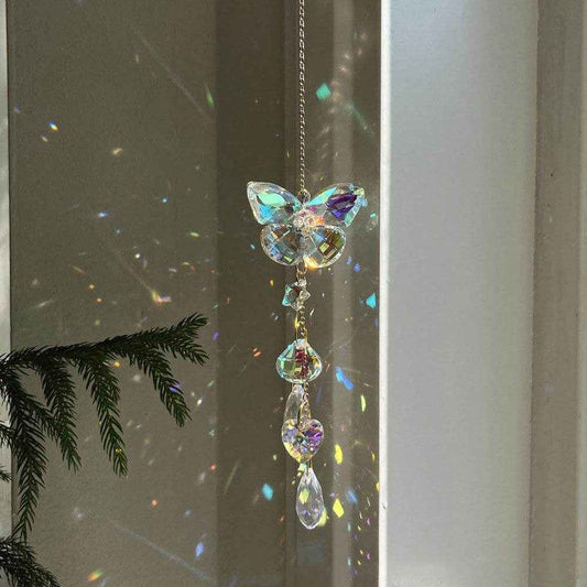 Handwoven Butterfly & Dragonfly Crystal Wind Chime