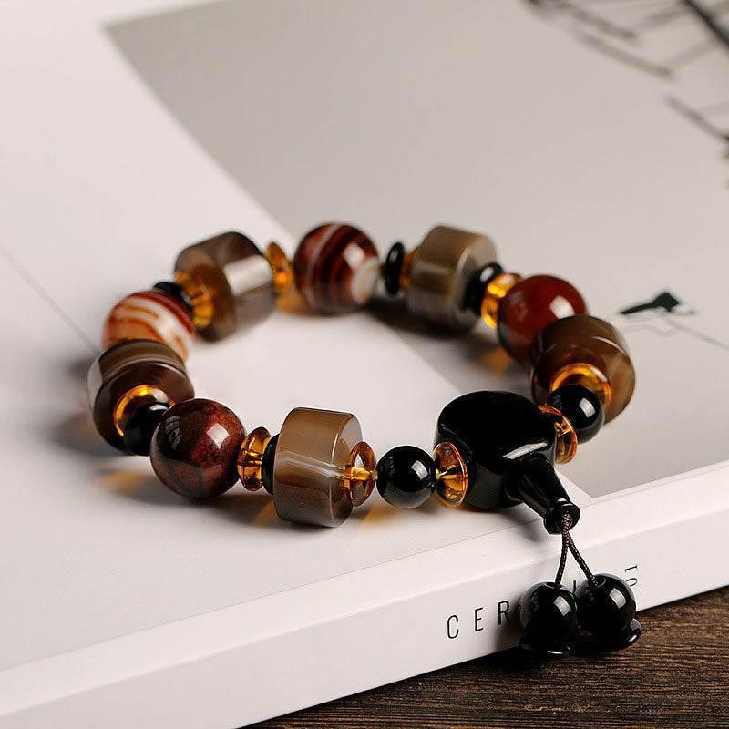 Natural Striped Agate Bracelet for Men - MystiCrystals