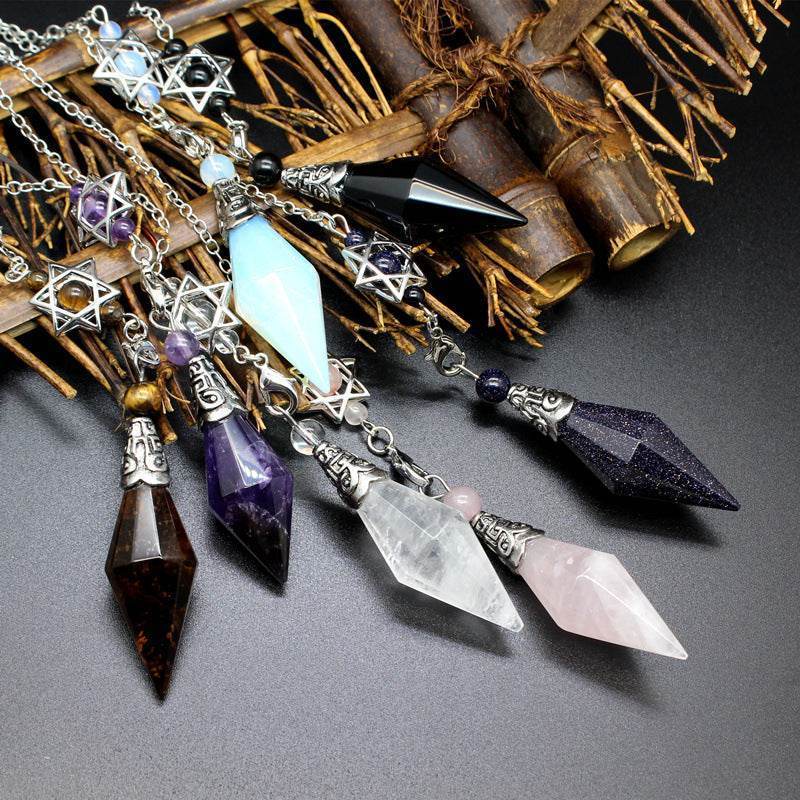 Natural Stone Double-Point Pendulum Ornament - MystiCrystals
