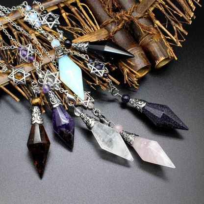 Natural Stone Double-Point Pendulum Ornament - MystiCrystals