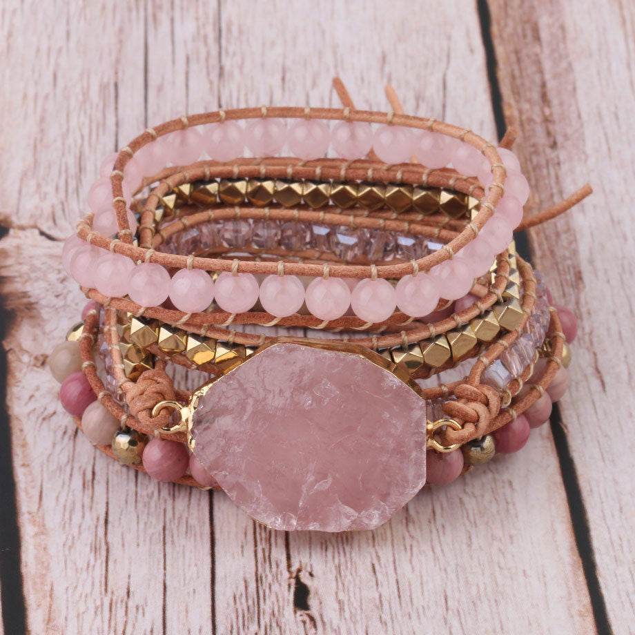 Handmade Rose Quartz Bracelet - MystiCrystals
