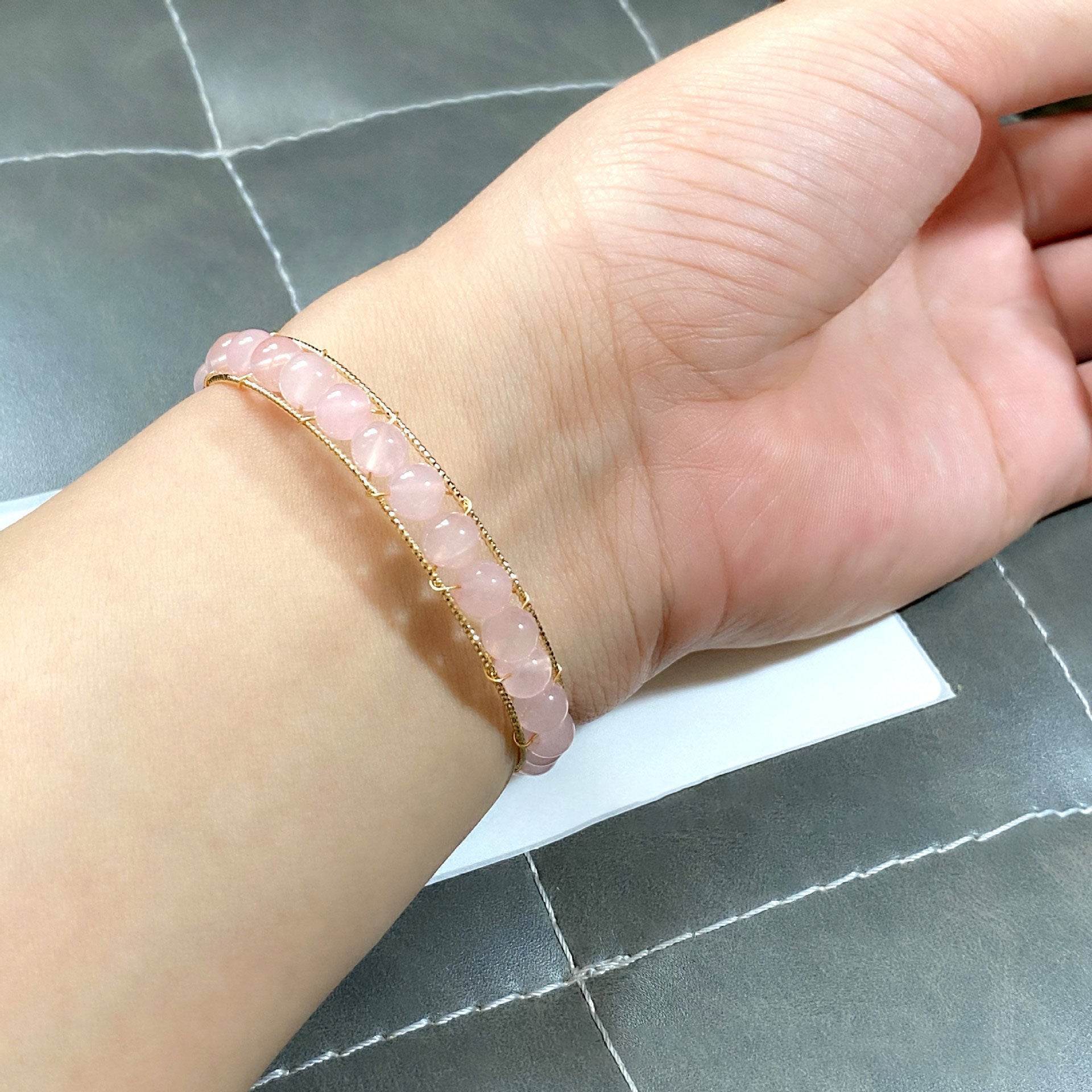 Handmade Rose & Purple Crystal Bracelet - MystiCrystals