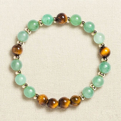 Handcrafted Green Aventurine & Tiger Eye Bracelet - MystiCrystals