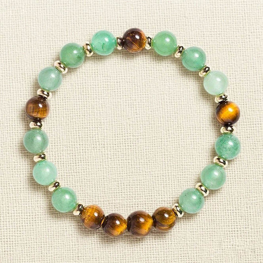 Handcrafted Green Aventurine & Tiger Eye Bracelet - MystiCrystals