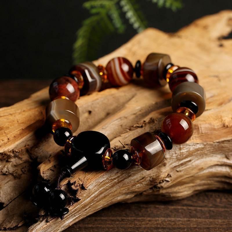 Natural Striped Agate Bracelet for Men - MystiCrystals