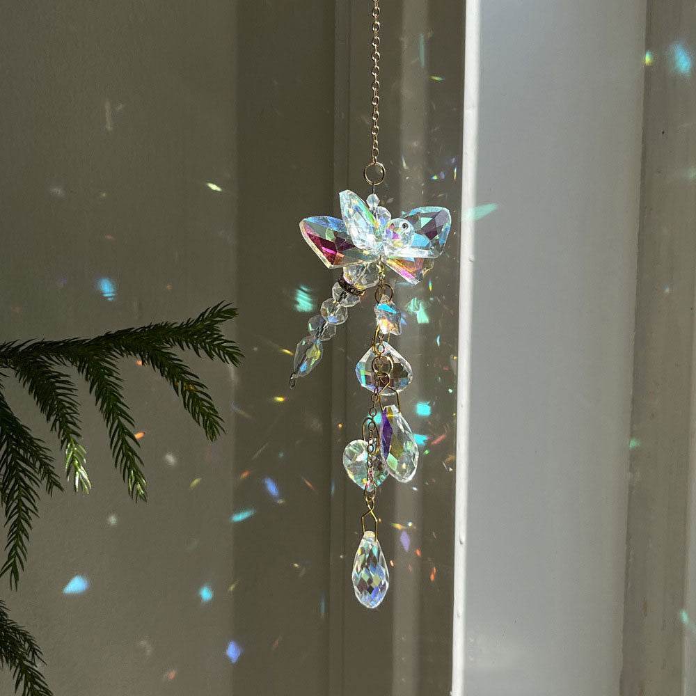 Handwoven Butterfly & Dragonfly Crystal Wind Chime - MystiCrystals