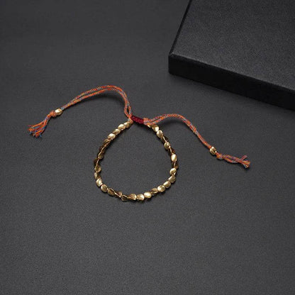 Woven Cord Bracelet with Brass Beads & Tassel - MystiCrystals