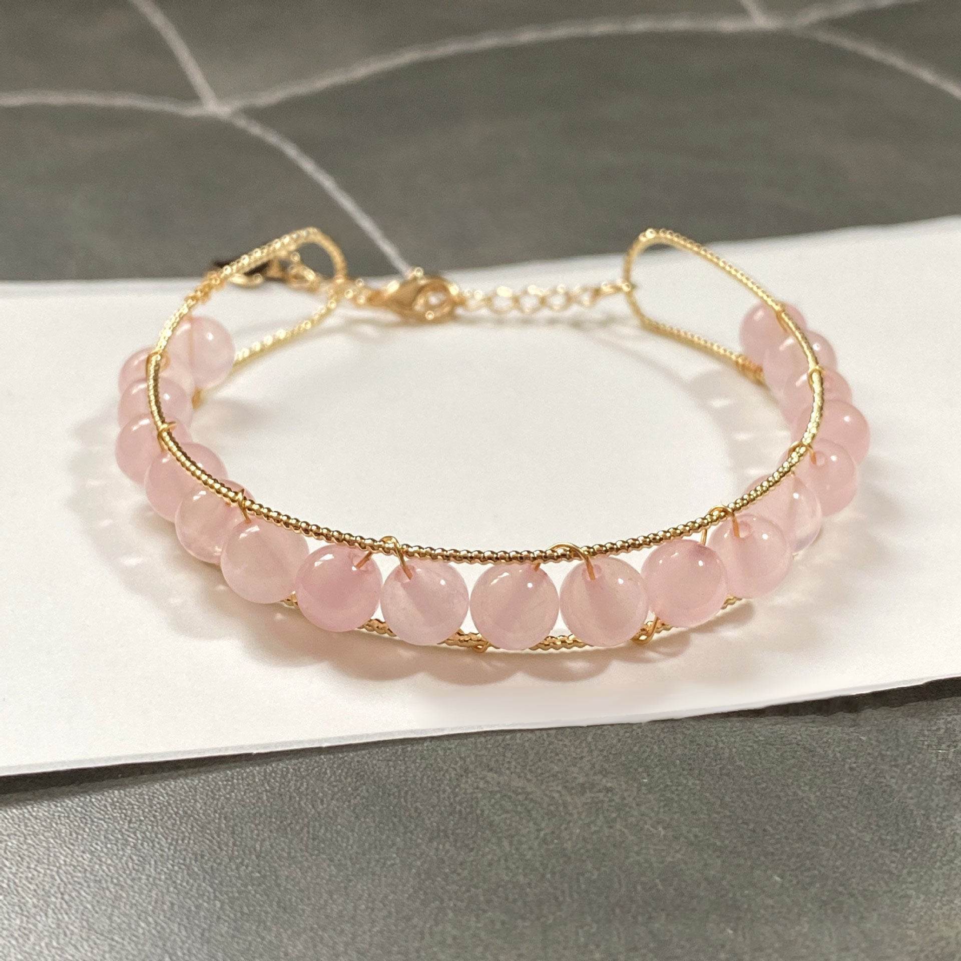 Handmade Rose & Purple Crystal Bracelet - MystiCrystals