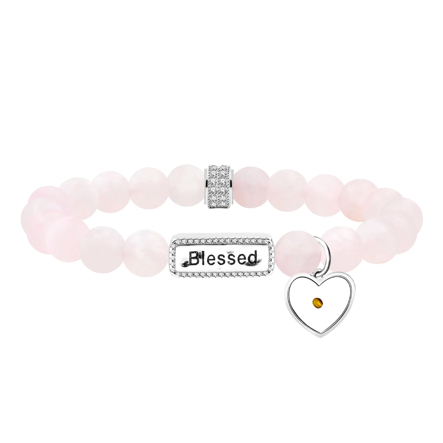 Red Agate & Opal Beaded Bracelet with “Blssed” Letter - Solcryst