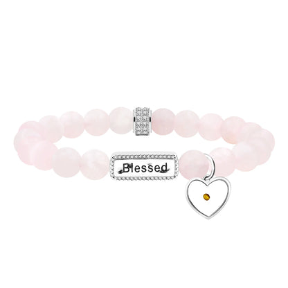 Red Agate & Opal Beaded Bracelet with “Blssed” Letter - Solcryst