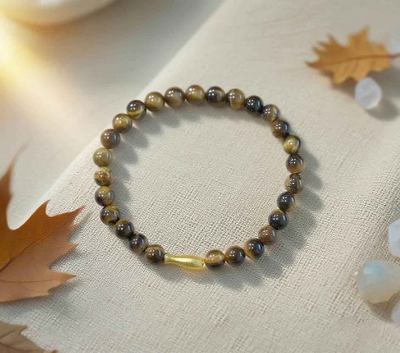 Tiger Eye Bracelet with Koi Charm for Courage & Prosperity